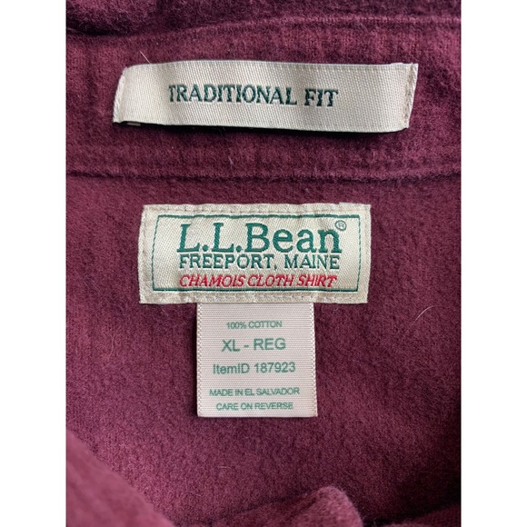 L.L. Bean Traditional Fit Chamois Cloth Shirt Men's XL REG Burgundy Flannel vTG - Picture 2 of 16